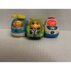 VTech Go! Go! Smart Wheels Lot Of 3 Helicopter Police Race Car Lights & Sound